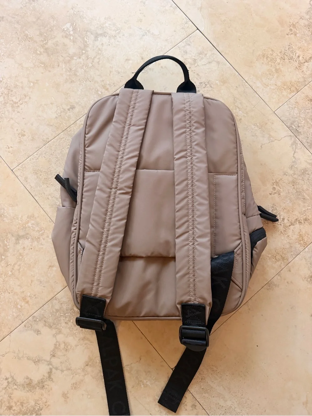 Calpak Taupe Nylon Backpack with Black Straps